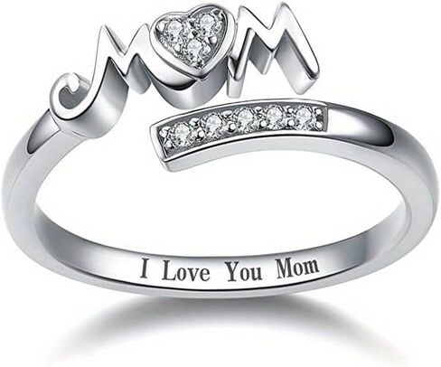 Open Adjustable Ring Heart Shaped Zirconia Ring for Women, Mother's Day Gift for Party Casual Daily Wear in Saudi Arabia