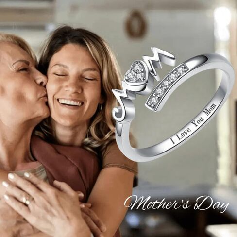 Open Adjustable Ring Heart Shaped Zirconia Ring for Women, Mother's Day Gift for Party Casual Daily Wear in Saudi Arabia