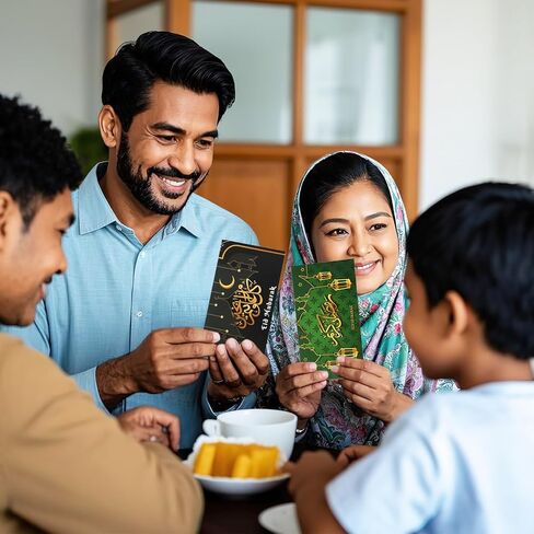 JULMELON 24 Pcs Eid Mubarak Envelopes Eid Gifts Cards Holders 6 Styles Ramadan Pocket Envelope for Money Islamic Muslim Ramadan Mubarak Cards for Kids Gifts(6.5 x 3.5 in) in Kuwait