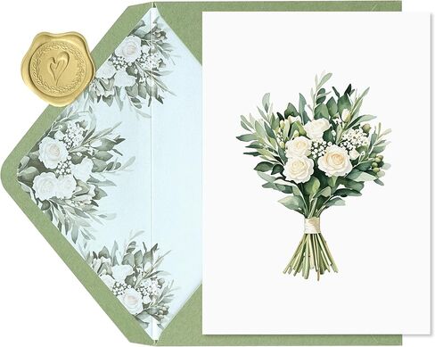 Wedding Card for Bride and Groom-Elegant Bridal Shower & Engagement Card, Congratulations Greeting Card for Bride to Be, Wedding Gifts for Couples (Bridal Bouquet) in Kuwait