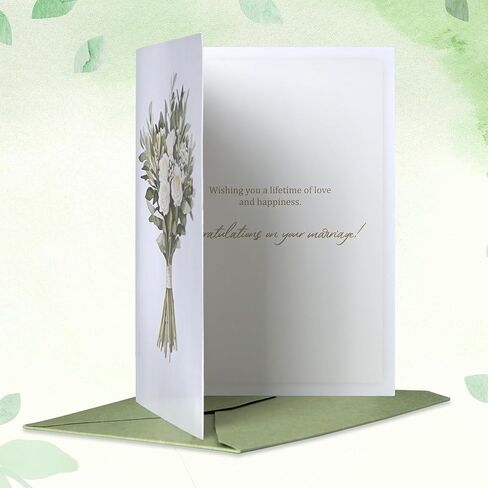 Wedding Card for Bride and Groom-Elegant Bridal Shower & Engagement Card, Congratulations Greeting Card for Bride to Be, Wedding Gifts for Couples (Bridal Bouquet) in Kuwait