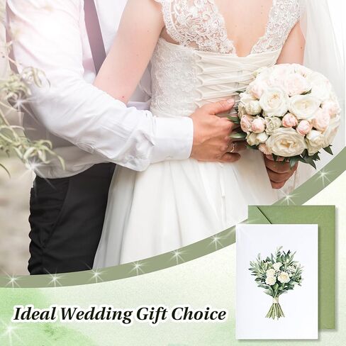 Wedding Card for Bride and Groom-Elegant Bridal Shower & Engagement Card, Congratulations Greeting Card for Bride to Be, Wedding Gifts for Couples (Bridal Bouquet) in Kuwait