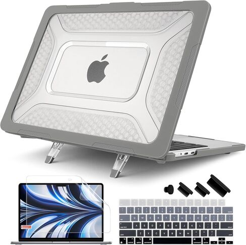 حافظة Batianda شديدة التحمل لجهاز MacBook Air 15 بوصة M5 2026 2025 M4 2024 2023 الإصدار، مصنوع من مادة TPU الهجينة على شكل قرص العسل + درع PC غير لامع مع مسند معزز، حامل ثابت للعمل المكتبي الطويل، أزرق داكن in Kuwait