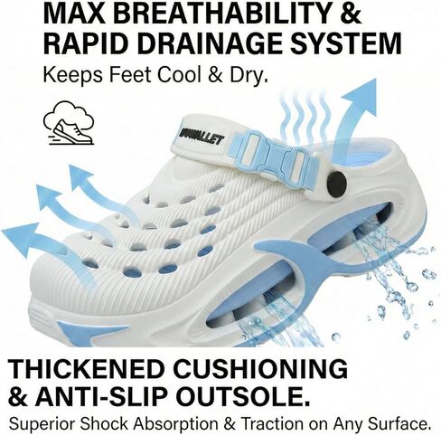 Garden Clogs Unisex Waterproof EVA Slip-On Shoes with Arch Support in Kuwait