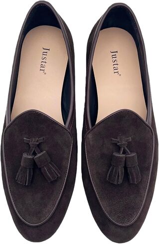 Justar Men's Belgian Loafers Suede Leather Shoes Comfort Slip-Ons for Business Casual Office in Saudi Arabia