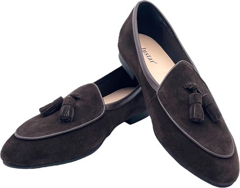 Justar Men's Belgian Loafers Suede Leather Shoes Comfort Slip-Ons for Business Casual Office in Saudi Arabia