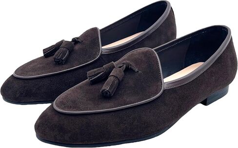 Justar Men's Belgian Loafers Suede Leather Shoes Comfort Slip-Ons for Business Casual Office in Saudi Arabia