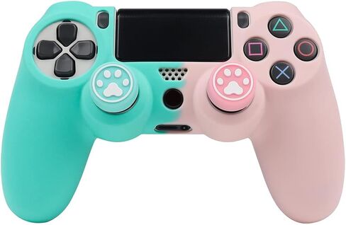 RALAN Pink Controller Skins for PS4, Silicone Controller Cover Skin Protector Compatible /PS4 Slim/PS4 Pro Controller with 2 Cute Thumb Grips Caps in Kuwait