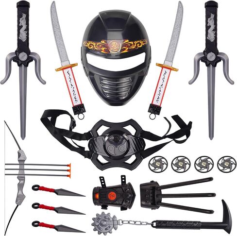 مجموعة أسلحة لعبة محارب النينجا التأثيرية للأطفال، لعبة تظاهر النينجا، ملحقات أزياء المعارك للأطفال الأولاد in Kuwait