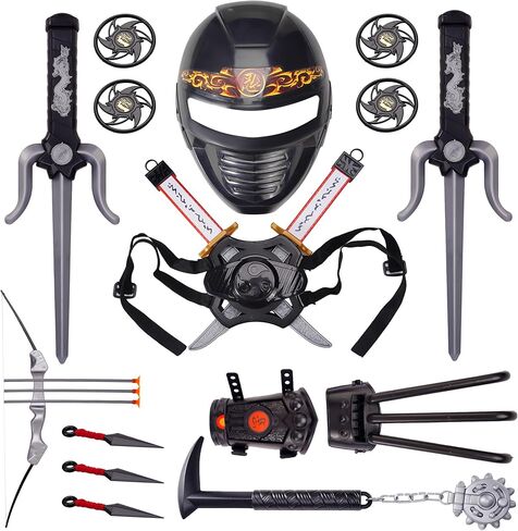 مجموعة أسلحة لعبة محارب النينجا التأثيرية للأطفال، لعبة تظاهر النينجا، ملحقات أزياء المعارك للأطفال الأولاد in Kuwait