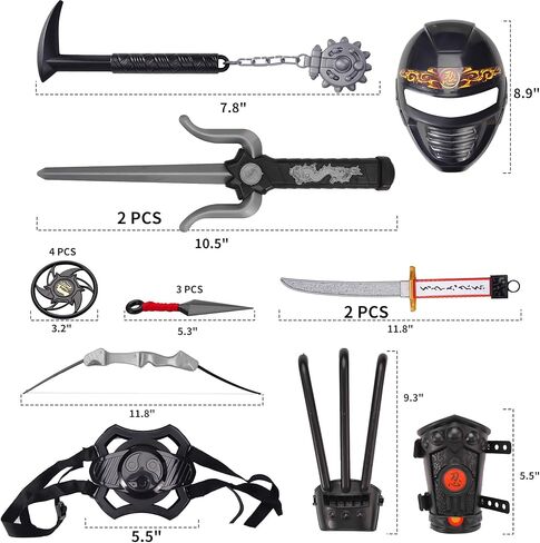 مجموعة أسلحة لعبة محارب النينجا التأثيرية للأطفال، لعبة تظاهر النينجا، ملحقات أزياء المعارك للأطفال الأولاد in Kuwait