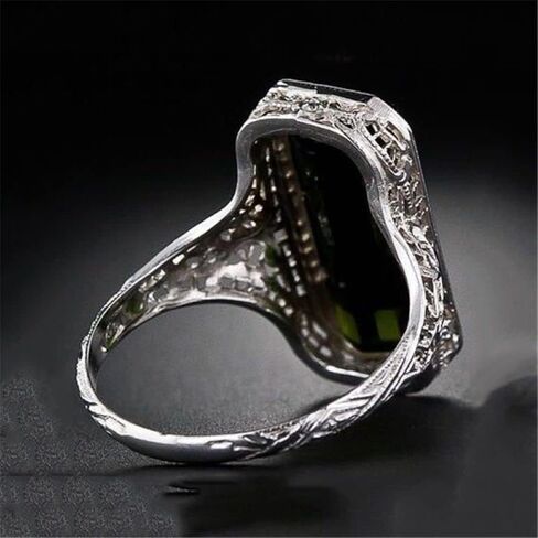 925 Sterling Silver Shiny Super Atmospheric Emerald Empty Carved Craft Ring Diamond Ring Female Jewelry Found Earrings (US Code 10) in Saudi Arabia