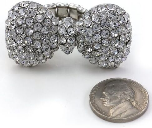 Cute Lovely Big Clear Ribbon Bow Tie Bowknot Cocktail Ring Adjustable Stretch Band Jewelry in Saudi Arabia