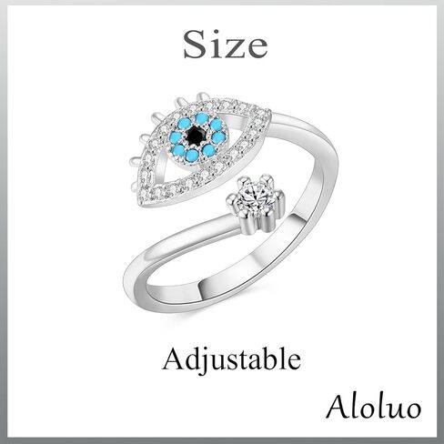 CZ Evil Eye Statement Ring for Women Cubic Zirconia Adjustable Open Band Finger Rings Fashion Anniversary Birthday Party Jewelry Gifts in Saudi Arabia
