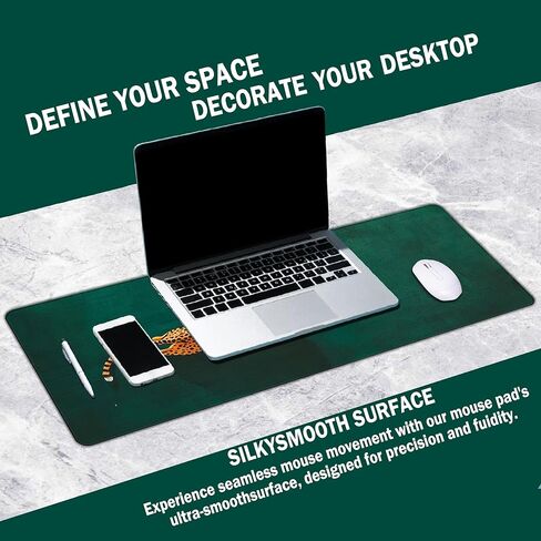 لوحة ماوس الفهد الخضراء، سجادة مكتب باللون الأخضر الزمردي لسطح المكتب، لوحة ألعاب كبيرة بتصميم الفهد البسيط لإكسسوارات المكاتب لتزيين المكاتب، هدايا الفهد للنساء 31.5 × 11.8 بوصة in Kuwait