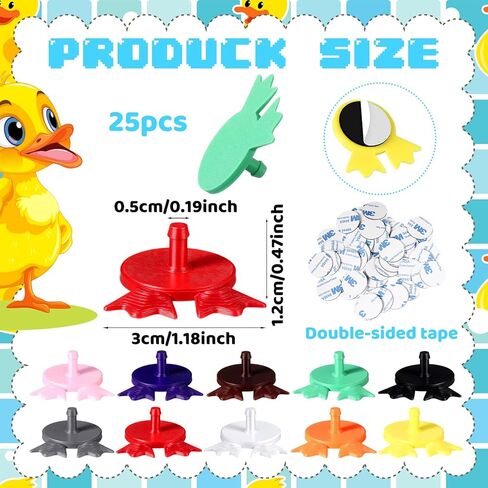 Wesiti 25 Pcs Duck Feet Plug Rubber Duck Mount 3D Printing Self-Adhesive Holder for Fixed Display Car Dashboard Bath Accessories, Rubber Duckies Not Included in Saudi Arabia