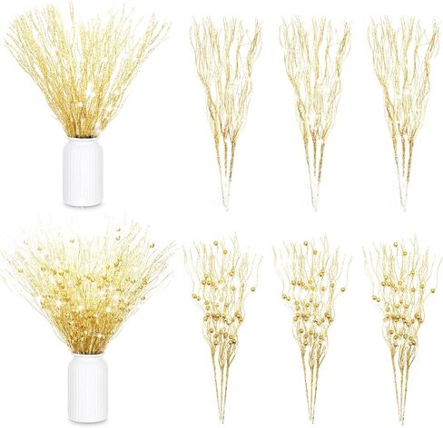 Giegxin 16 Pack Red White and Blue Artificial Flowers 17 Inches 4th of July Glitter Sticks Floral Picks Fourth of July Tree Decorations Stem Branches Ornaments for Vase Independence Day Decor in Saudi Arabia