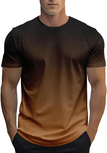 قمصان رجالية بياقة دائرية وأكمام قصيرة قميص صيفي للشاطئ كاجوال متدرج اللون جرافيك تي شيرت ملابس عصرية in Kuwait
