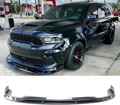 4PCS Front Lip for 2021-2025 Dodge Durango Hellcat Only, ABS Front Bumper Lip Spoiler Kit (Carbon Fiber Print) in Kuwait