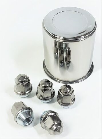 eCustomrim Trailer Wheel Lug and Cap Set - Stainless Steel Hub Cover with 5 Capped Stainless Lug Nuts for 3.19 Inch Bore in Saudi Arabia