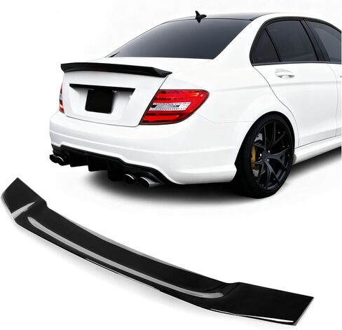 Rear Trunk Spoiler Compatible with 2008-2014 Mercedes Benz W204 C-Class & C63 Sedan Exclude 2 Door Coupe, Spoiler Wing Lip, Plastic(ABS) Painted Black in Saudi Arabia