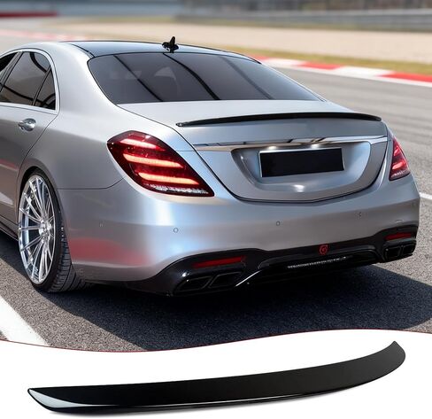 STSEV01 Rear Spoiler Wing Compatible with Mercedes W222 S-Class 2014-2020 S450/ S550/ S560/ S600/ S63/ S65 (Sedan Model Only), Glossy Black Sporty Style DeckLid Lip Exterior Accessories in Saudi Arabia