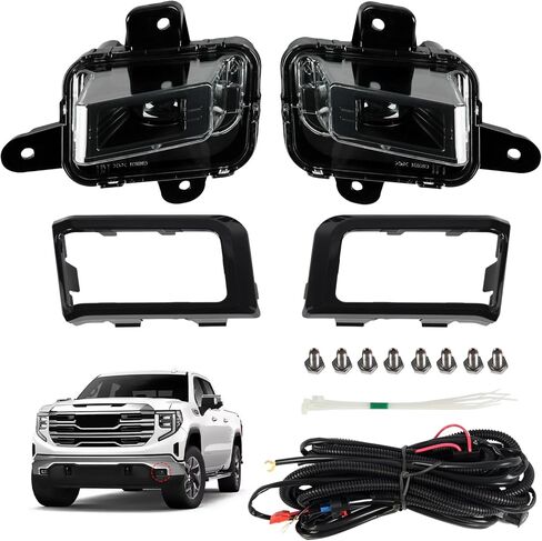 GM1039290 GM1038290 LED Fog Light Assembly 5pcs with Wire Harness Front Bumper Lamp Assembly with Bulbs Cover Bezels for 2022 2023 2024 GMC Sierra 1500 Replace# GM2593338 GM2592338 GM259233 84878759 in Kuwait