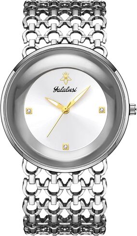 Gosasa Women's Luxury Quartz Watch with Stainless Steel Mesh Link Bracelet, Elegant Round Dial with Crystal Accents, Waterproof Ladies Dress Wristwatch,Fashion Gift for Women in Saudi Arabia