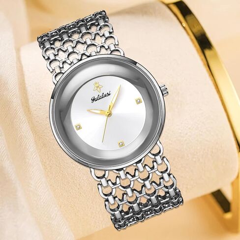 Gosasa Women's Luxury Quartz Watch with Stainless Steel Mesh Link Bracelet, Elegant Round Dial with Crystal Accents, Waterproof Ladies Dress Wristwatch,Fashion Gift for Women in Kuwait