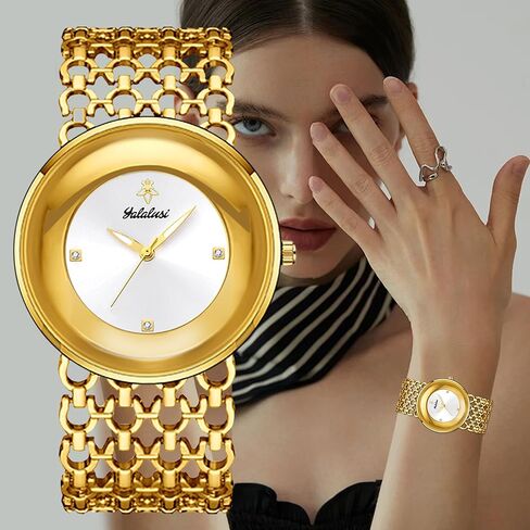 Gosasa Women's Luxury Quartz Watch with Stainless Steel Mesh Link Bracelet, Elegant Round Dial with Crystal Accents, Waterproof Ladies Dress Wristwatch,Fashion Gift for Women in Kuwait