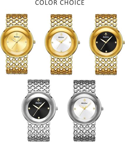 Gosasa Women's Luxury Quartz Watch with Stainless Steel Mesh Link Bracelet, Elegant Round Dial with Crystal Accents, Waterproof Ladies Dress Wristwatch,Fashion Gift for Women in Kuwait
