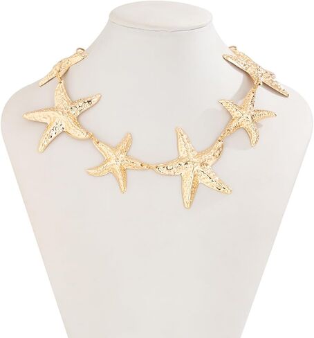 Starfish Choker Necklace and Earring Set for Women, Unique Jewelry Design, Gold/Sliver Starfish Necklace & Earrings for Beach and Party Looks in Saudi Arabia