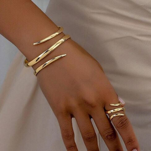 Gold Bangles Ring for Women Bangle Bracelets Chunky Bangles Bracelets Non Tarnish Gold/Silver Bracelet for Women Trendy Jewelry Gift trendy fashion in Saudi Arabia