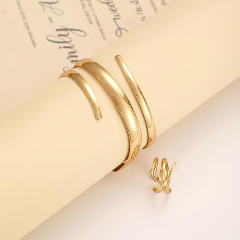 Gold Bangles Ring for Women Bangle Bracelets Chunky Bangles Bracelets Non Tarnish Gold/Silver Bracelet for Women Trendy Jewelry Gift trendy fashion in Saudi Arabia