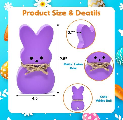 Gift Boutique Easter Bunny Tabletop Decorations – Set of 6 Colorful Wooden Rabbit Figurines with Bow for Spring, Tiered Tray & Home Décor in Saudi Arabia