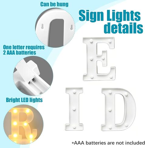 زينة العيد، مصابيح LED لعلامة الحروف تعمل بالبطارية، تضيء ديكور طاولة المنزل وديكورات معلقة في الأماكن المغلقة والمفتوحة in Kuwait