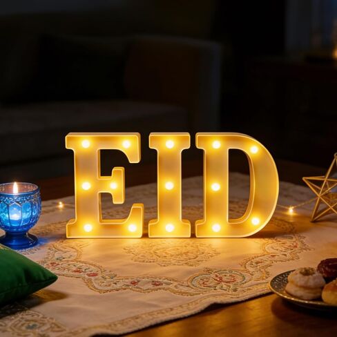 زينة العيد، مصابيح LED لعلامة الحروف تعمل بالبطارية، تضيء ديكور طاولة المنزل وديكورات معلقة في الأماكن المغلقة والمفتوحة in Kuwait