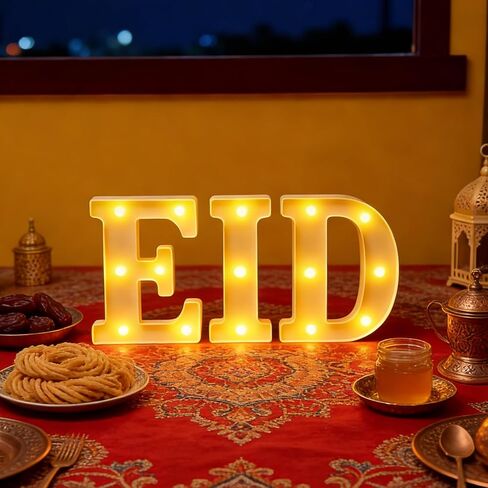 زينة العيد، مصابيح LED لعلامة الحروف تعمل بالبطارية، تضيء ديكور طاولة المنزل وديكورات معلقة في الأماكن المغلقة والمفتوحة in Kuwait