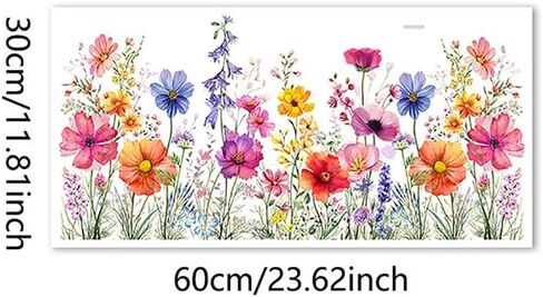 Flower Wall Decor Living Room Boho Decor, Removable Peel and Stick Colorful Flower Stickers for Window Clings, Floral Wallpaper Wall Decals Art for Bedroom Bathroom, Multicolor in Saudi Arabia