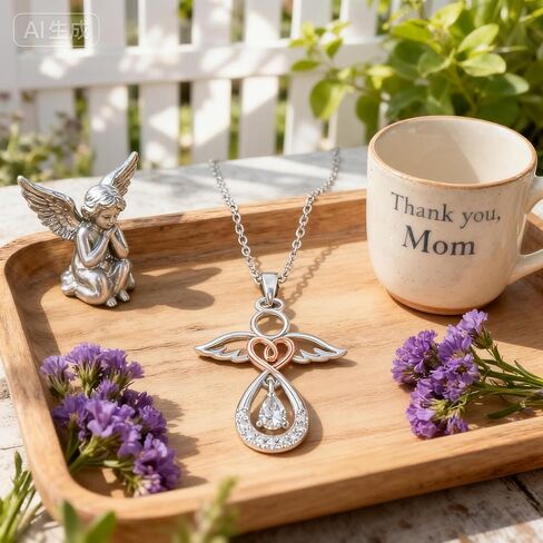 Angel Necklace for Women Sterling Silver Guardian Angel Pendant Necklace with Heart Jewelry Gift for Mom or Loved Ones in Saudi Arabia