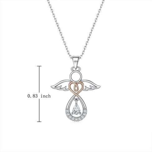 Angel Necklace for Women Sterling Silver Guardian Angel Pendant Necklace with Heart Jewelry Gift for Mom or Loved Ones in Saudi Arabia