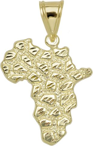 Solid 10K Gold 1 1/2" Nugget Pendant Yellow Gold in Saudi Arabia