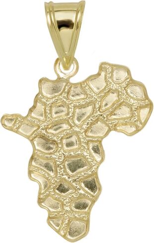 Solid 10K Gold 1 1/2" Nugget Pendant Yellow Gold in Saudi Arabia