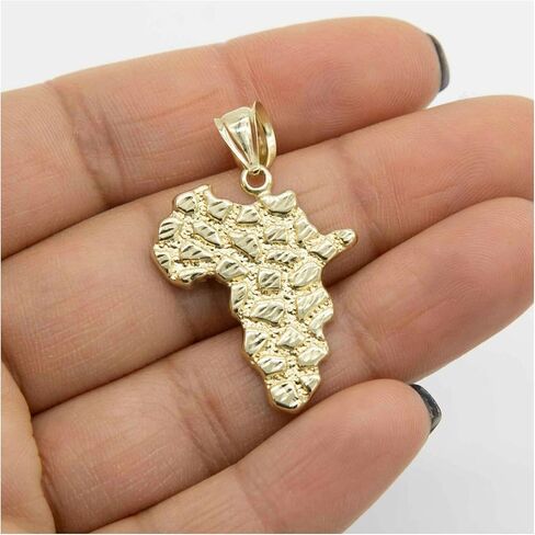 Solid 10K Gold 1 1/2" Nugget Pendant Yellow Gold in Saudi Arabia