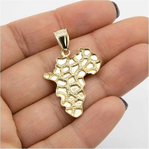 Solid 10K Gold 1 1/2" Nugget Pendant Yellow Gold in Saudi Arabia