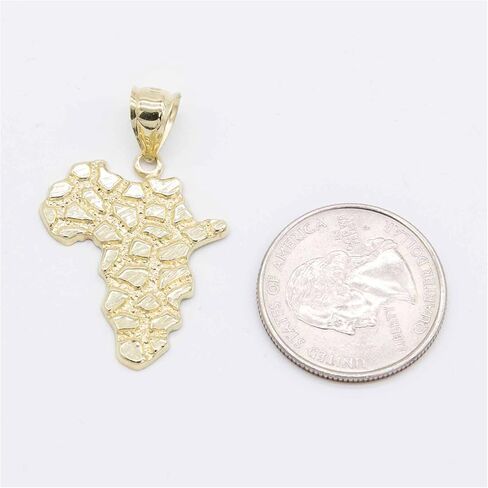 Solid 10K Gold 1 1/2" Nugget Pendant Yellow Gold in Saudi Arabia