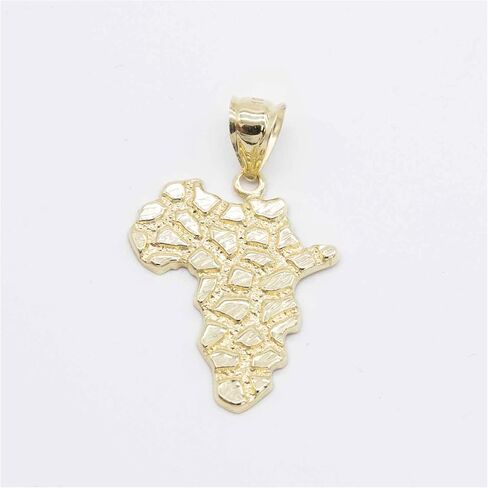 Solid 10K Gold 1 1/2" Nugget Pendant Yellow Gold in Saudi Arabia
