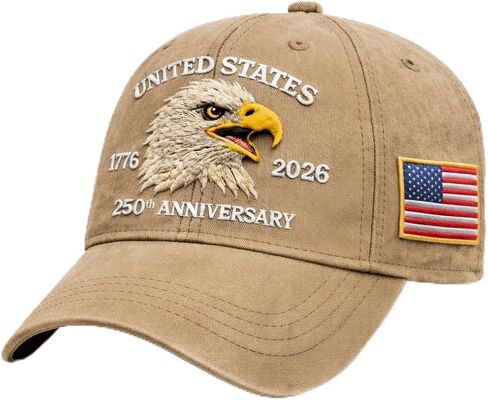 US 250th Anniversary Hat 1776–2026 Baseball Cap, United States Patriotic Embroidered Cotton Dad Hat with American Flag in Saudi Arabia