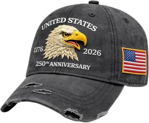US 250th Anniversary Hat 1776–2026 Baseball Cap, United States Patriotic Embroidered Cotton Dad Hat with American Flag in Saudi Arabia