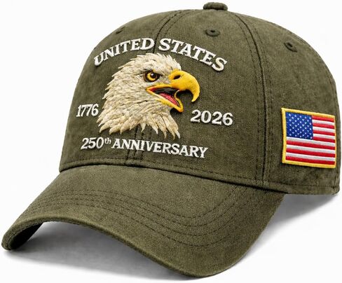 US 250th Anniversary Hat 1776–2026 Baseball Cap, United States Patriotic Embroidered Cotton Dad Hat with American Flag in Saudi Arabia